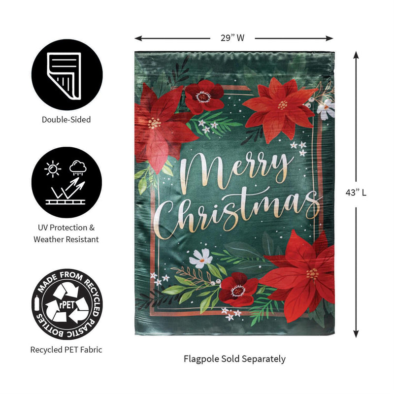 Floral Merry Christmas Lustre  House Flag