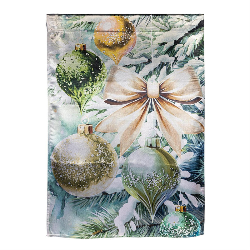 Flocked Green & Gold Ornaments Lustre House Flag