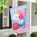 Dahlias and Bluebird Moire House Flag