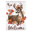 Autumn Deer Wreath Moire House Flag