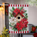 Poinsettia Birdhouse Moire House Flag
