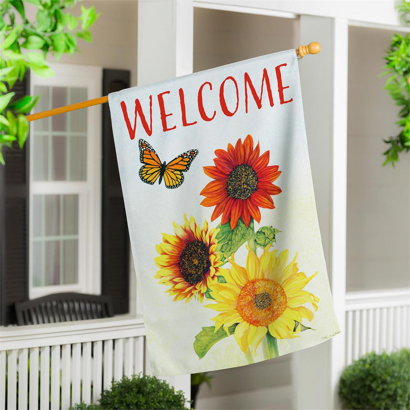 Sunflower Trio Suede House Flag