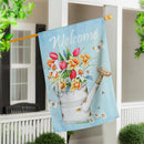 Welcome Flowers Suede House Flag