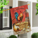 Chicken in Barn Suede House Flag