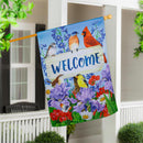 Visiting Bird Friends Suede House Flag