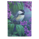 Chickadee on Lilac Suede House Flag