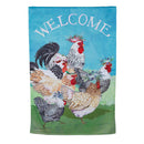 Floral Chickens Suede House Flag