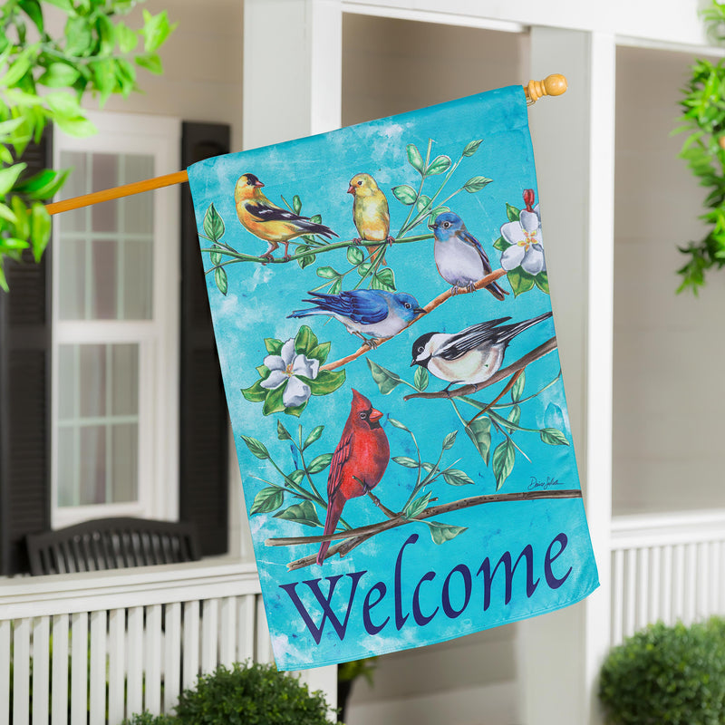 Multi Birds Suede House Flag