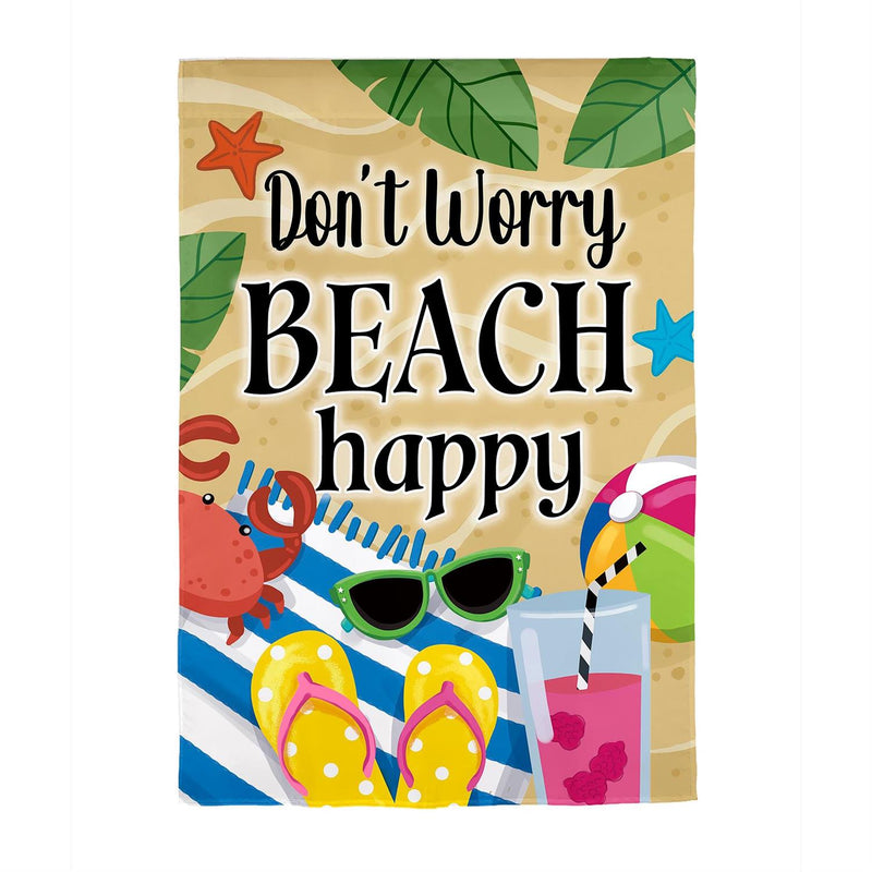 Don't Worry Beach Happy Suede House Flag