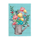 Summer Floral Watering Can Suede House Flag