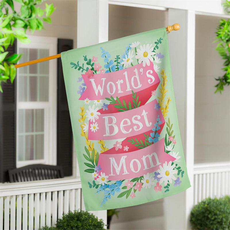 World's Best Mom Suede House Flag