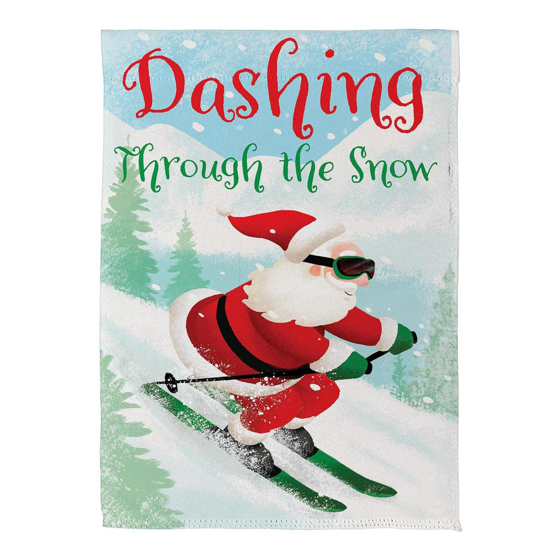 Christmas Skiing Suede House Flag Double Sided