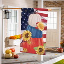American Pumpkin Stack Suede House Flag