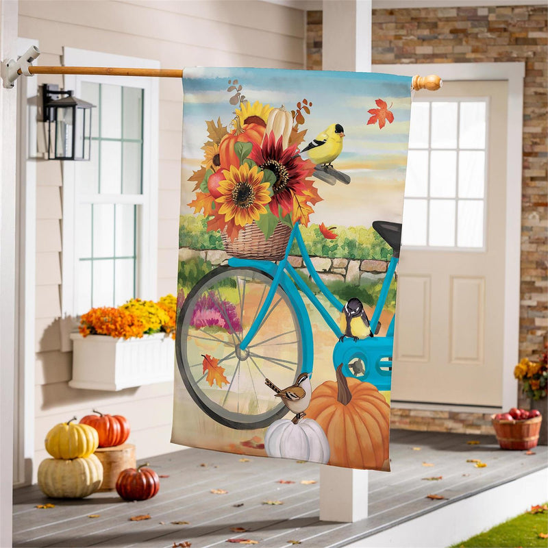 Bicycle Built For Fall Suede House Flag