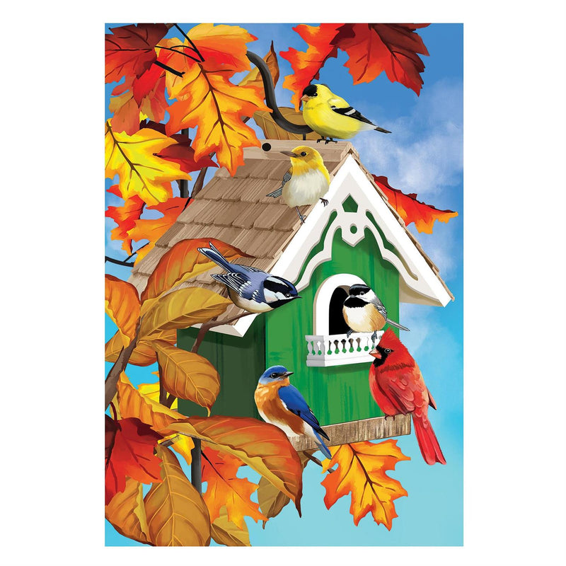 Colorful Bird House Suede House Flag