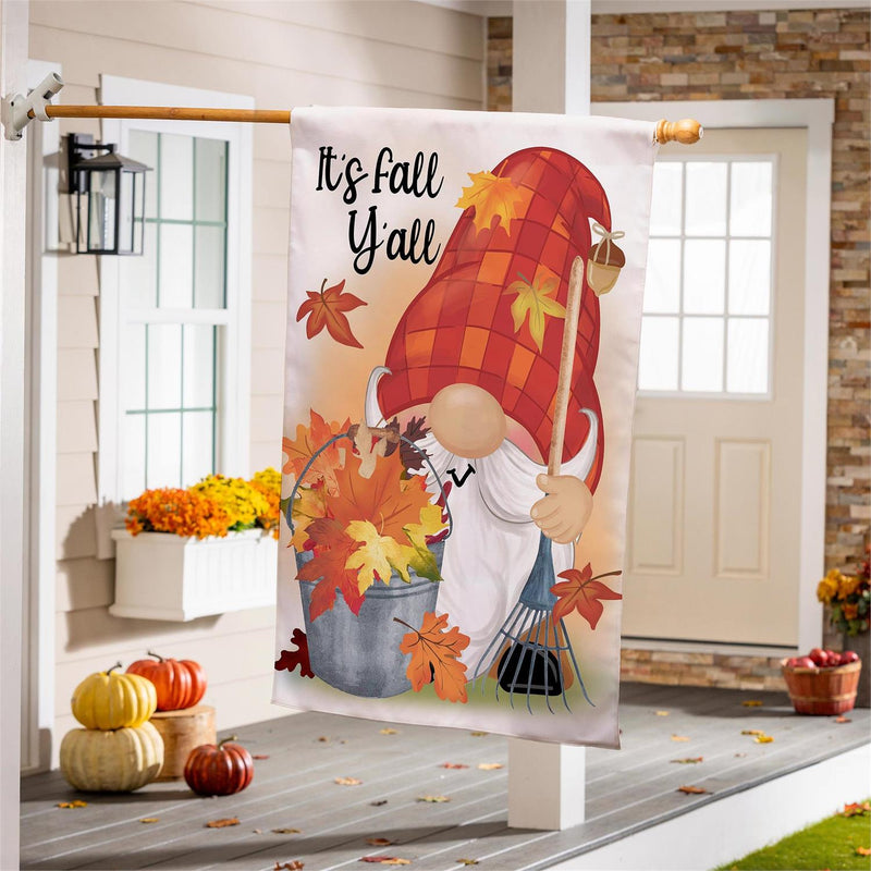 Raking Gnome Suede House Flag