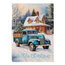Holiday Blue Truck Suede House Flag