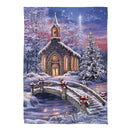 Vibrant Winter Church Suede House Flag