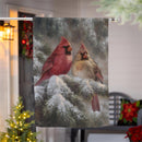 Frosted Cardinals Suede House Flag