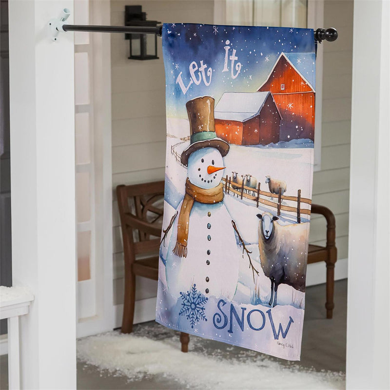 Winter Farm Suede House Flag
