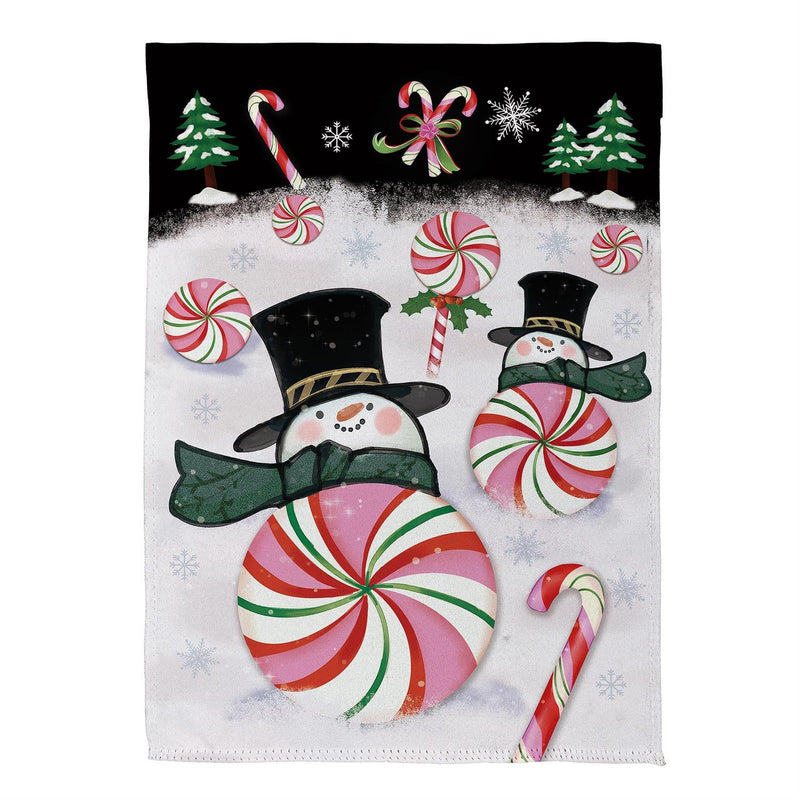 Peppermint Snowmen Suede House Flag