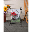 Floral Milk Can Garden Burlap Flag