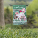 Baby and Mama Pig Garden Burlap Flag