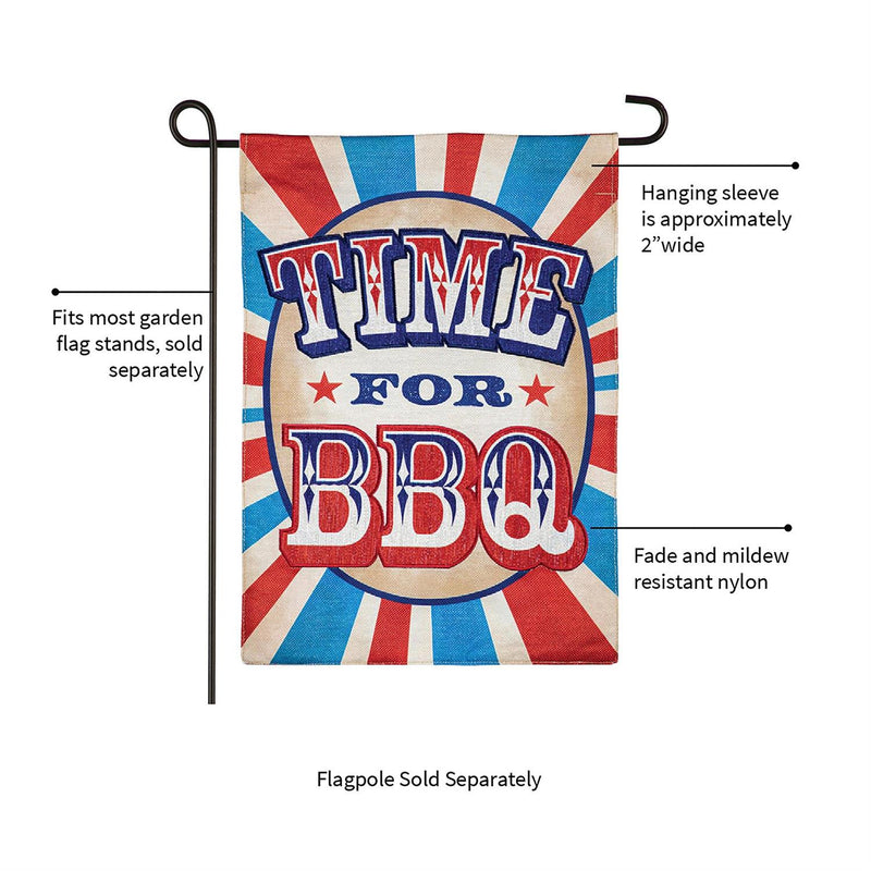 Time for BBQ Garden Burlap Flag