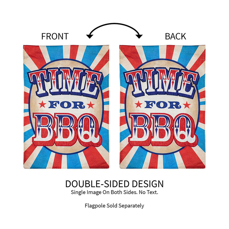 Time for BBQ Garden Burlap Flag