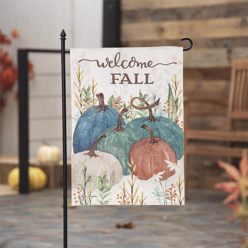 Welcome Fall Pumpkins Burlap Garden Flag