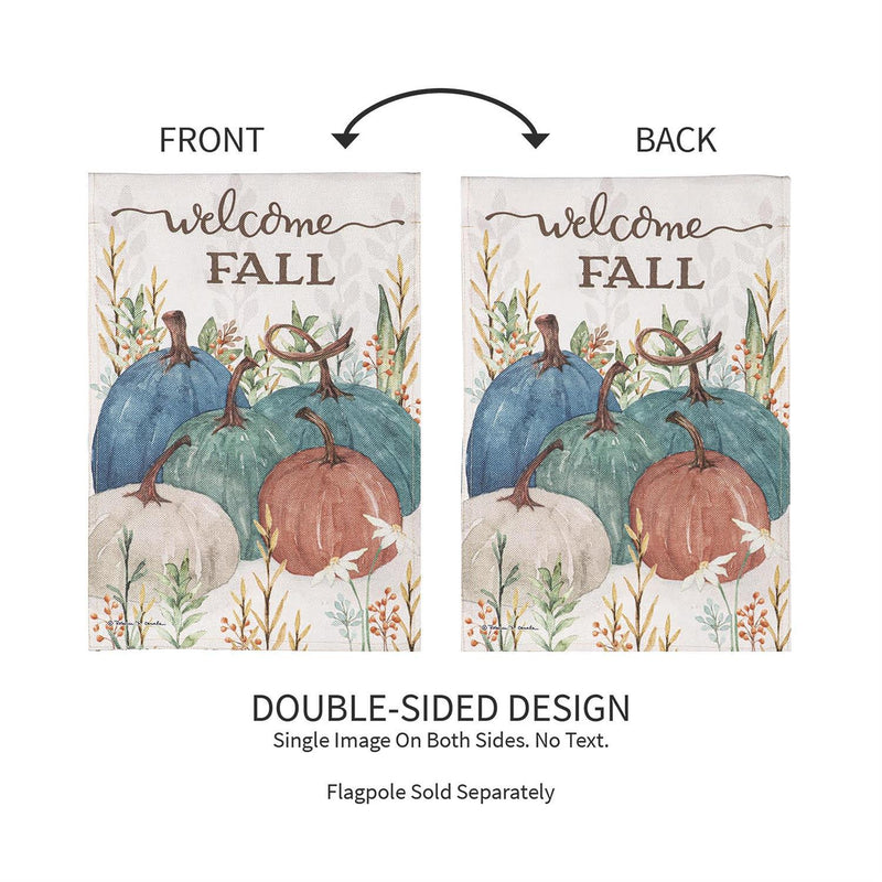 Welcome Fall Pumpkins Burlap Garden Flag