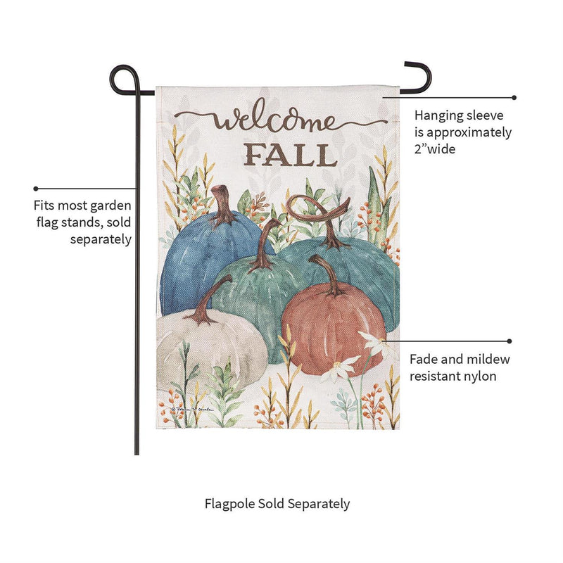 Welcome Fall Pumpkins Burlap Garden Flag