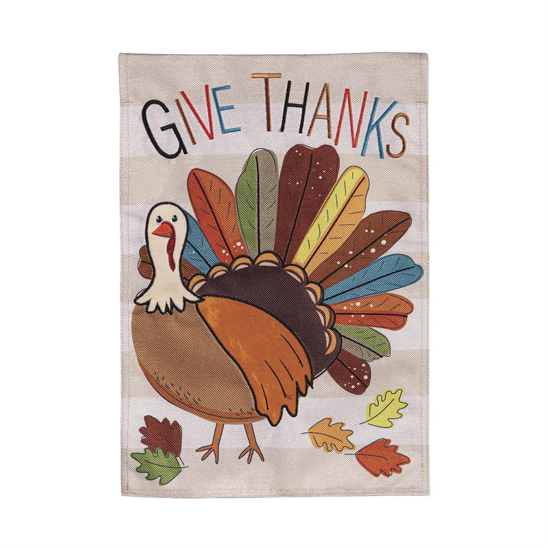 Tom Turkey Thanksgiving Burlap Garden Flag