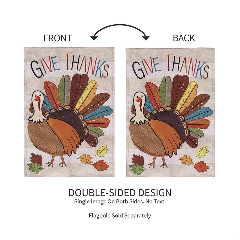 Tom Turkey Thanksgiving Burlap Garden Flag