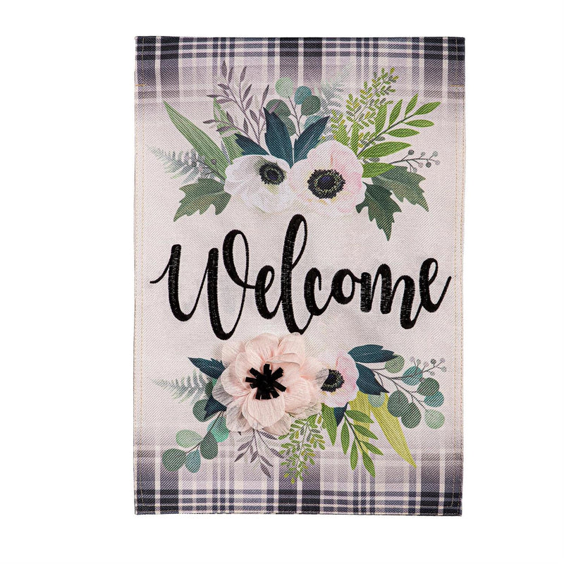 Beautiful Floral Welcome Burlap Garden Flag