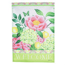 Floral Welcome Burlap Garden Flag