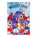 Patriotic Birdhouse Burlap Garden Flag
