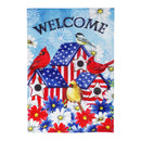 Patriotic Birdhouse Burlap Garden Flag