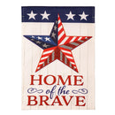 Home Of The Brave Star Burlap Garden Flag
