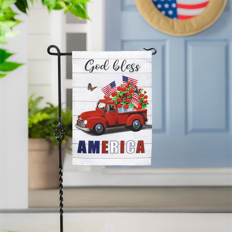 Vintage Truck America Burlap Garden Flag