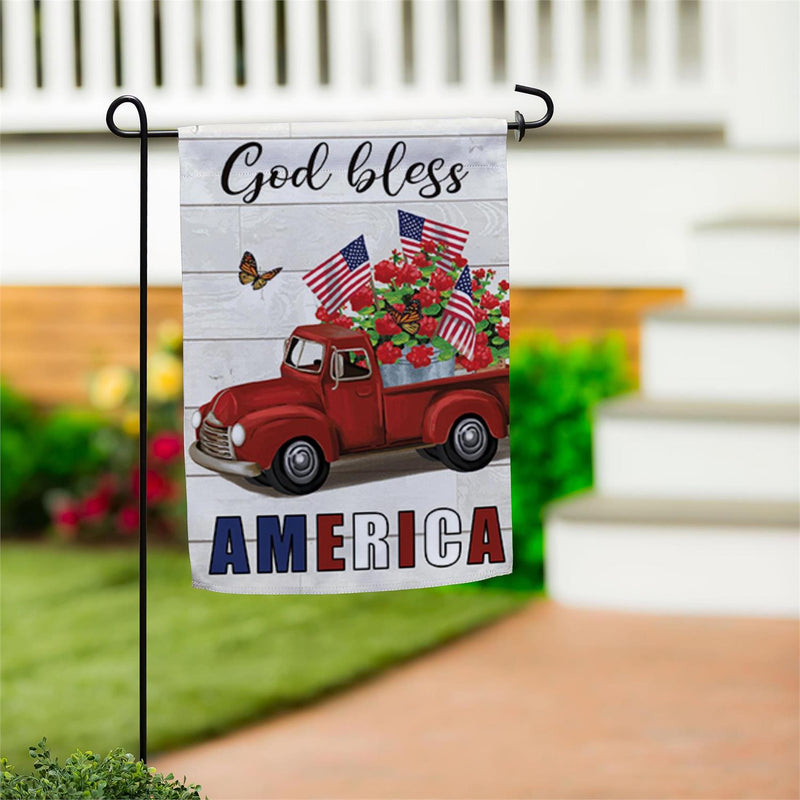 Vintage Truck America Burlap Garden Flag