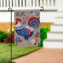 RWB Rooster Burlap Garden Flag
