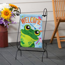 Friendly Frog Burlap Garden Flag