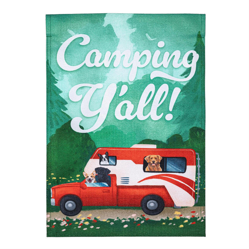 Summer Camper Burlap Garden Flag