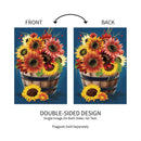 Barrel Of Blooms & Pumpkins Burlap Garden Flag_x000D_