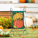 Quilted Pumpkins Burlap Garden Flag