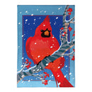 Snowy Cardinal Burlap Garden Flag