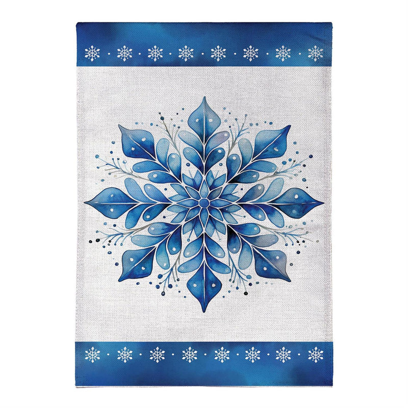 Sparkling Snowflake Burlap Garden Flag