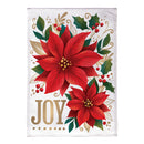 Joy Poinsettia Burlap Garden Flag