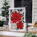 Joy Poinsettia Burlap Garden Flag